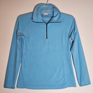 Columbia Pullover Womens Medium Blue Fleece Half Zip Outdoor Hiking Layer Cozy